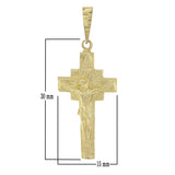 14k Yellow Gold Jesus Crucifix Religious Cross Charm Pendant 1.5" 2.6 grams - Yellow