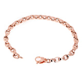 Italian 14k Rose Gold Hollow Oval Links Chain Bracelet 8" 5.4mm 5 grams