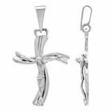 14k White Gold Jesus Christ Crucifix Cross Charm Pendant 3.7 grams