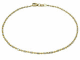 14k Italian Two Tone Gold Solid Chain Anklet Bracelet 8" 1.45mm 1.7 grams