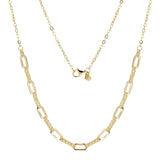 Italian 14k Yellow Gold Paper Clip Links Necklace, Bracelet & Earrings Set 10.5 grams