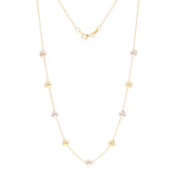 Italian 14k Yellow & White Gold Bead Station Chain Necklace 18" 6mm 3.2 grams