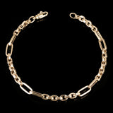 Italian 14k Yellow Gold Hollow Round & Oval Link Bracelet 8" 4.8mm 4.6 grams