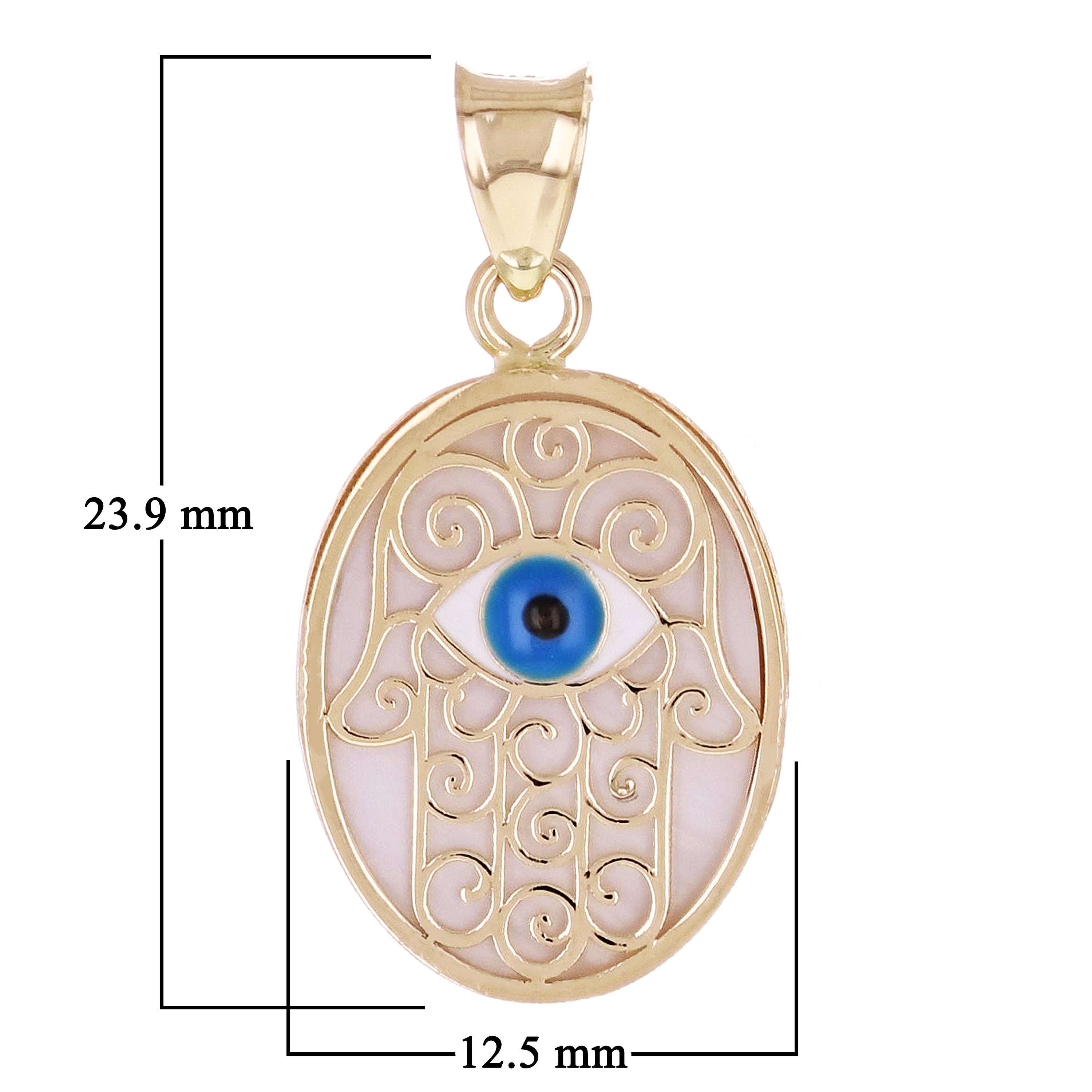 Italian 14k Yellow Gold Hamsa Hand Charm Pendant 23.9mm x 12.5mm 1.2 grams