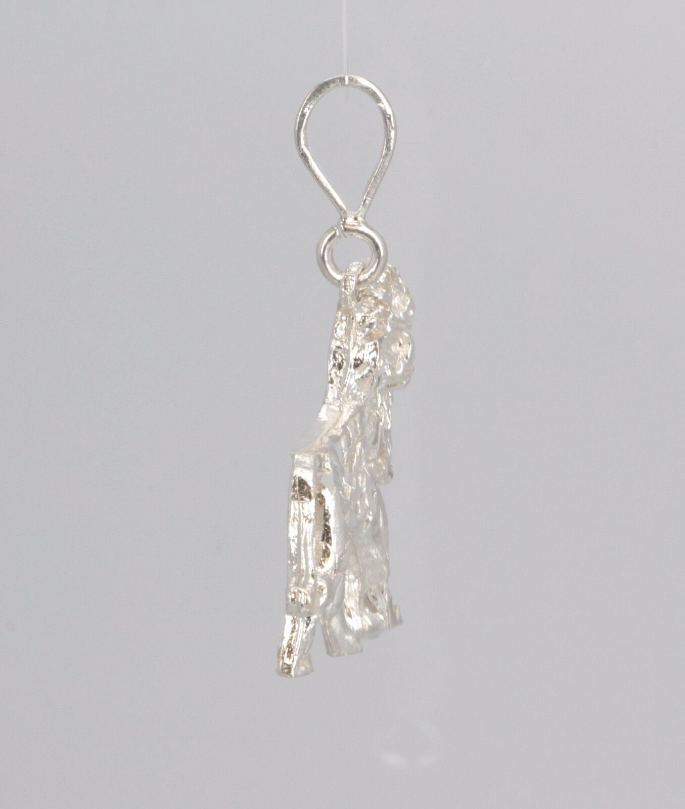 925 Sterling Silver Diamond Cut Animal Lion Charm Pendant 7.2 grams