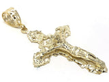 14k Yellow Gold Religious INRI Jesus Christ 3D Big Cross Pendant 3.36" 16.4grams