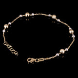 Italian 14k Yellow & White Gold Triple Ball Bead Station Bracelet 8" 5mm 2 grams