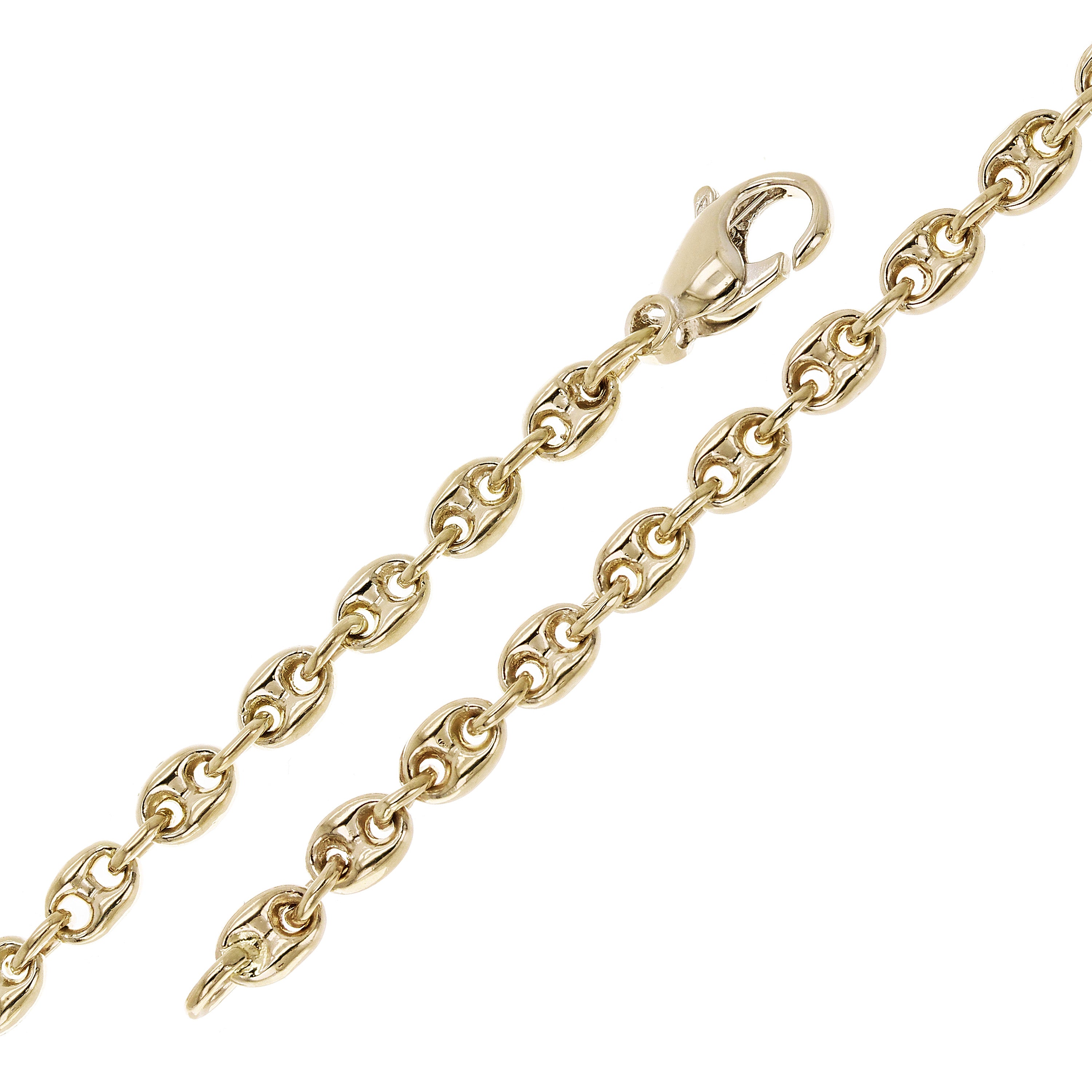 14k Yellow Gold Handmade Fashion Gucci Mariner Link Bracelet 7" 4.9mm 10.9 grams - Yellow,7"