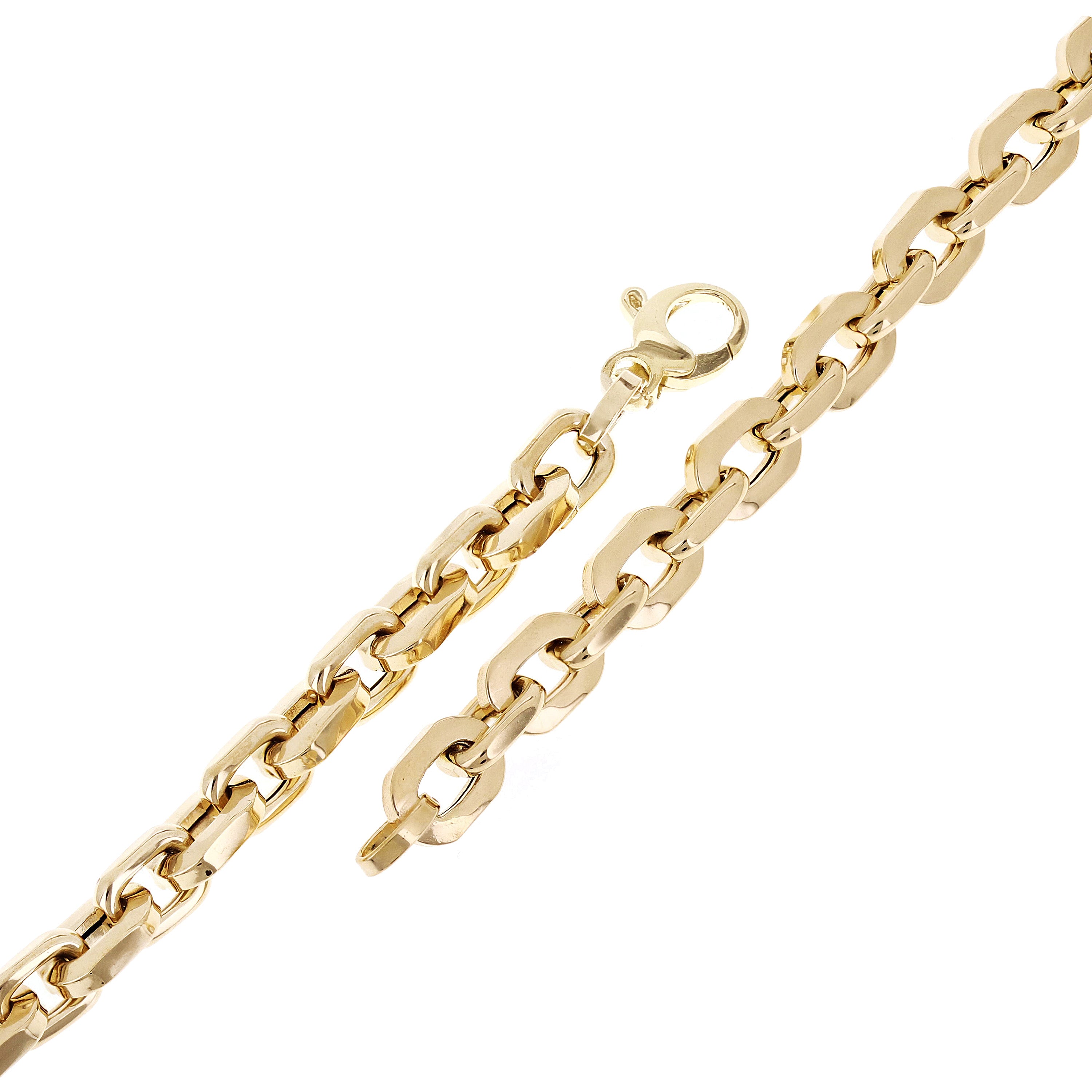 Italian 14k Yellow Gold Hollow Oval Link Bracelet 7.75" 7mm 9.6 grams