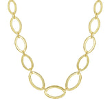 Italian 14k Yellow Gold Oval Graduated Fancy Link Necklace 18.5" 14 grams