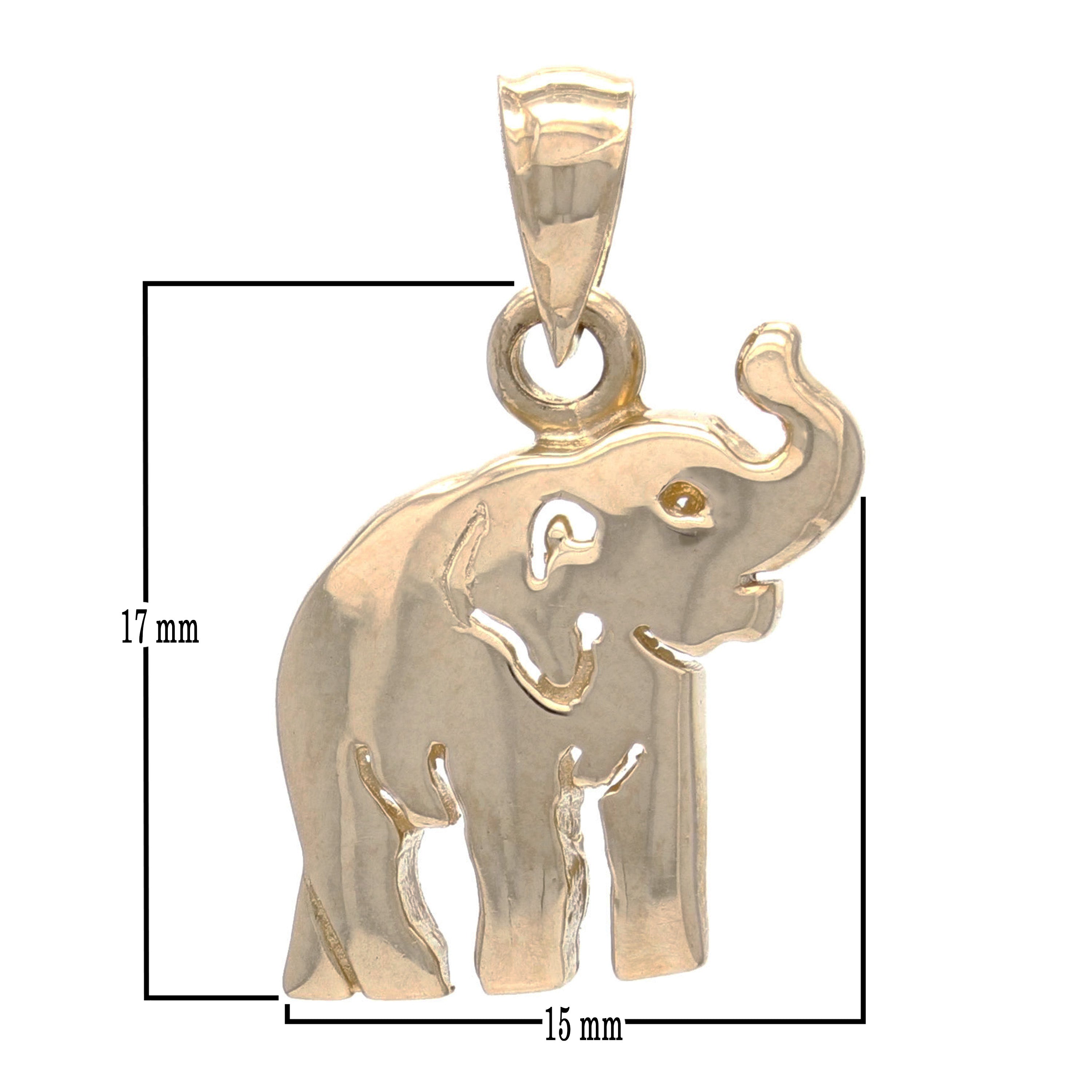 14k Yellow Gold High Polish Good Luck Charm 3D Elephant Pendant 2.4 grams - Yellow