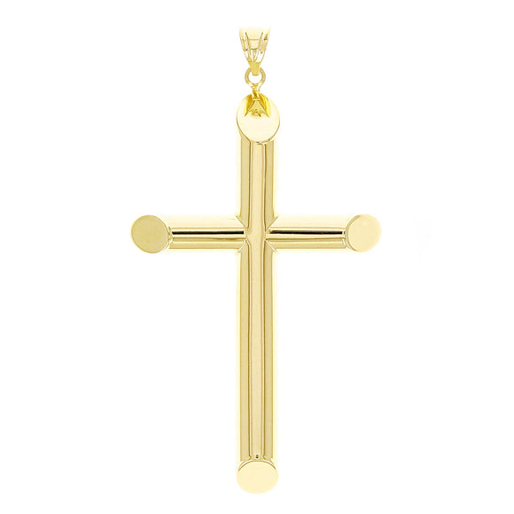 Italian 14k Yellow Gold Hollow High Polished Cross Charm Pendant 2.1