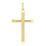 Italian 14k Yellow Gold Hollow High Polished Cross Charm Pendant 2.1" 2.5 grams