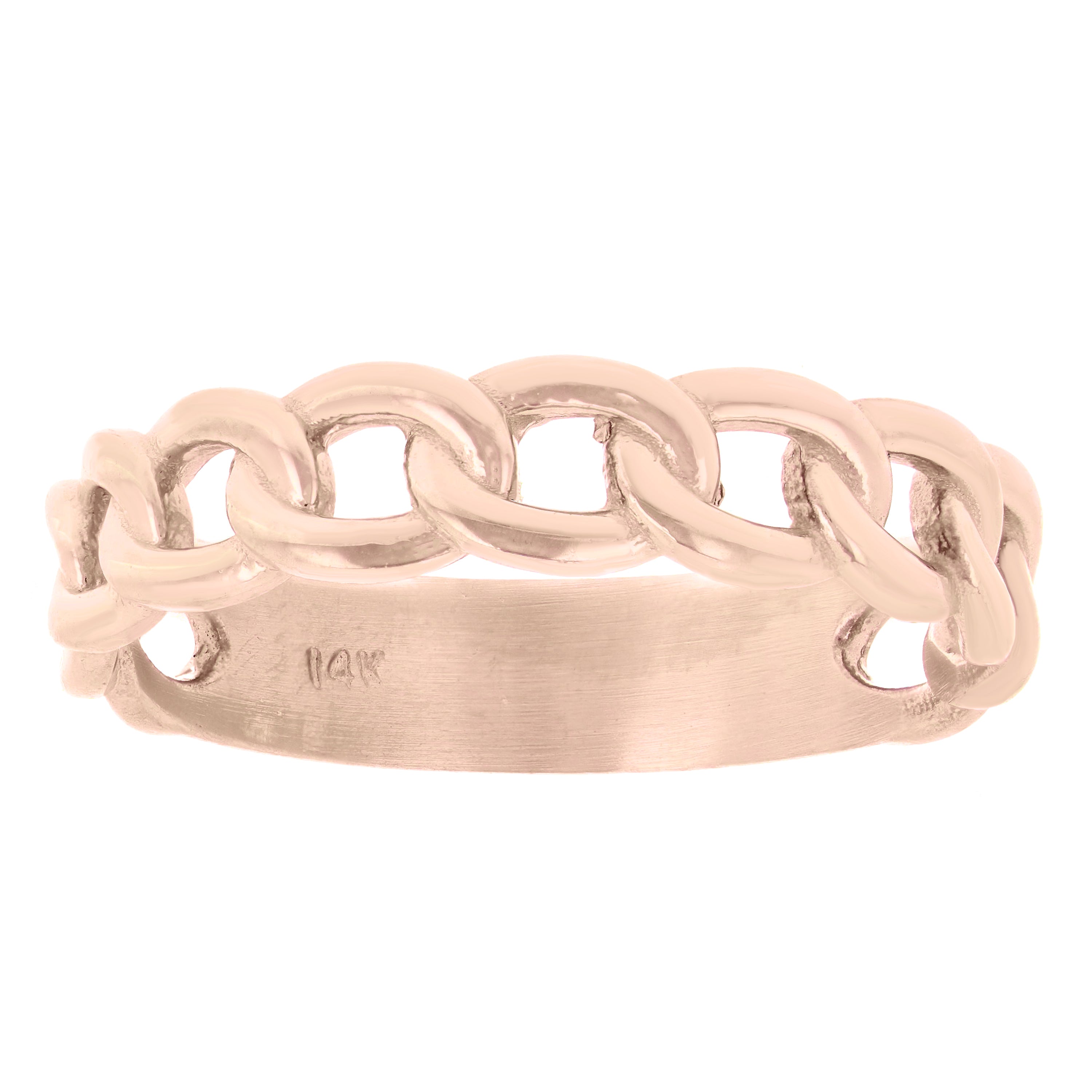 14k Rose Gold Cuban Link Ring Chain Stackable Ring Band Size 9 3.8 grams - Rose