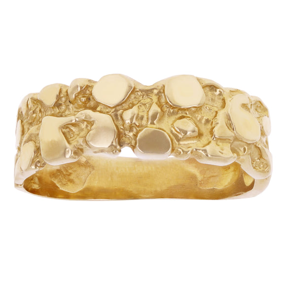 10k Yellow Gold Solid Handmade Nugget Band Ring Size 6.5 - 7mm 2.8 grams - Ring Size 6.5 2.8 grams