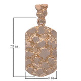 14k Rose Gold Solid Rectangle Nugget Charm Pendant 1.35" 6.4 grams - Rose