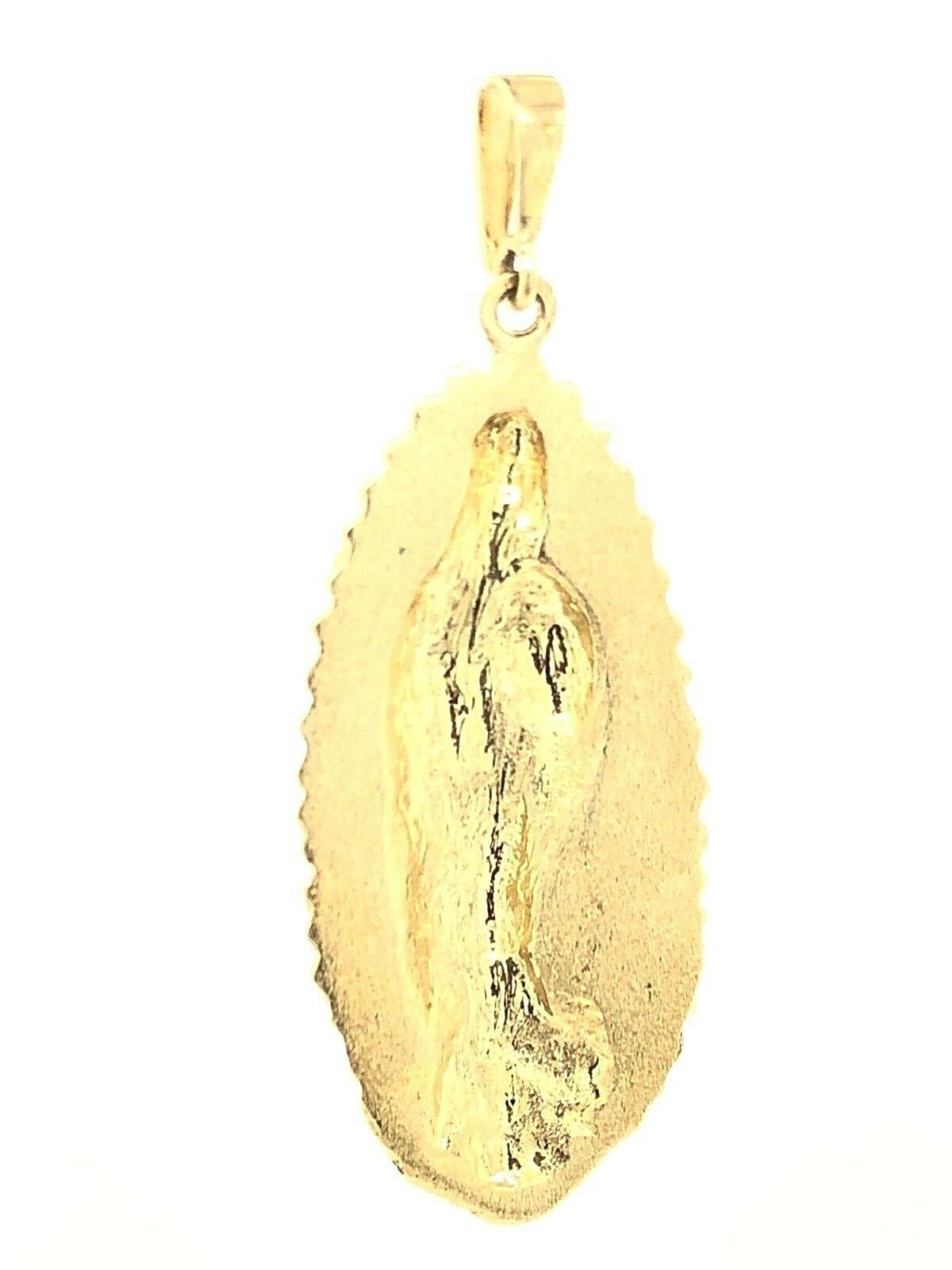 14k Yellow Gold Mother Mary Lady of Guadalupe Religious Charm Pendant 7.5 grams