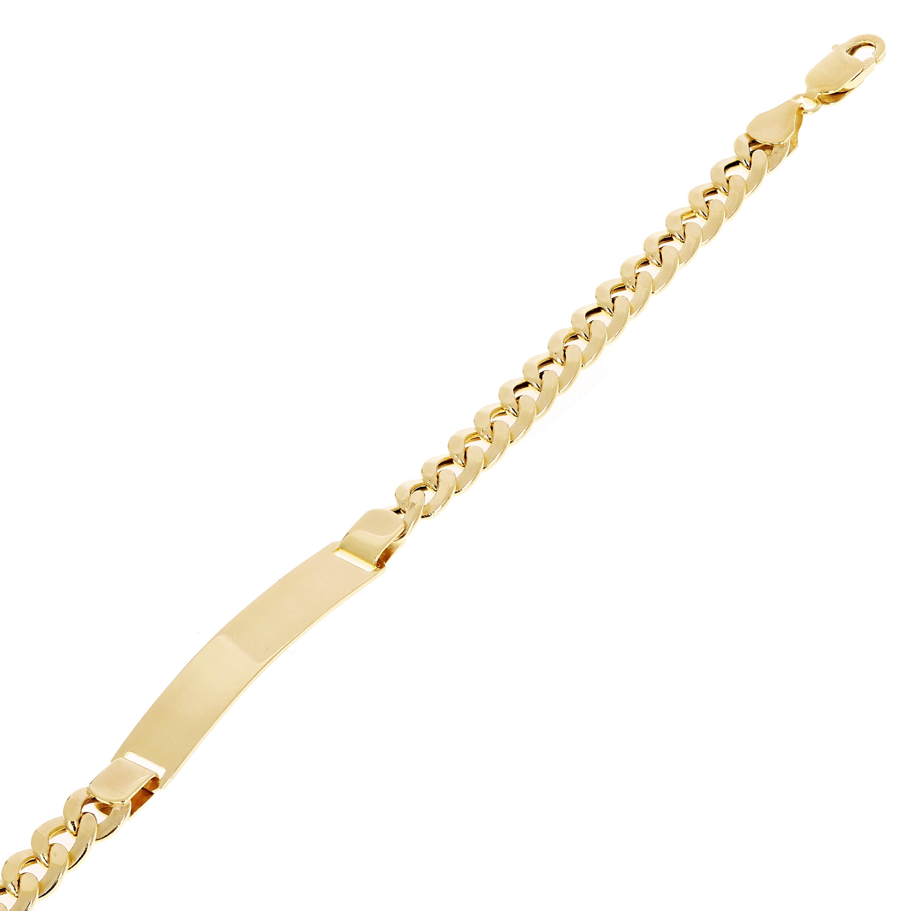 Italian 14k Yellow Gold Hollow Engravable Cuban ID Bracelet 7.5" 6.7 grams 6.9mm