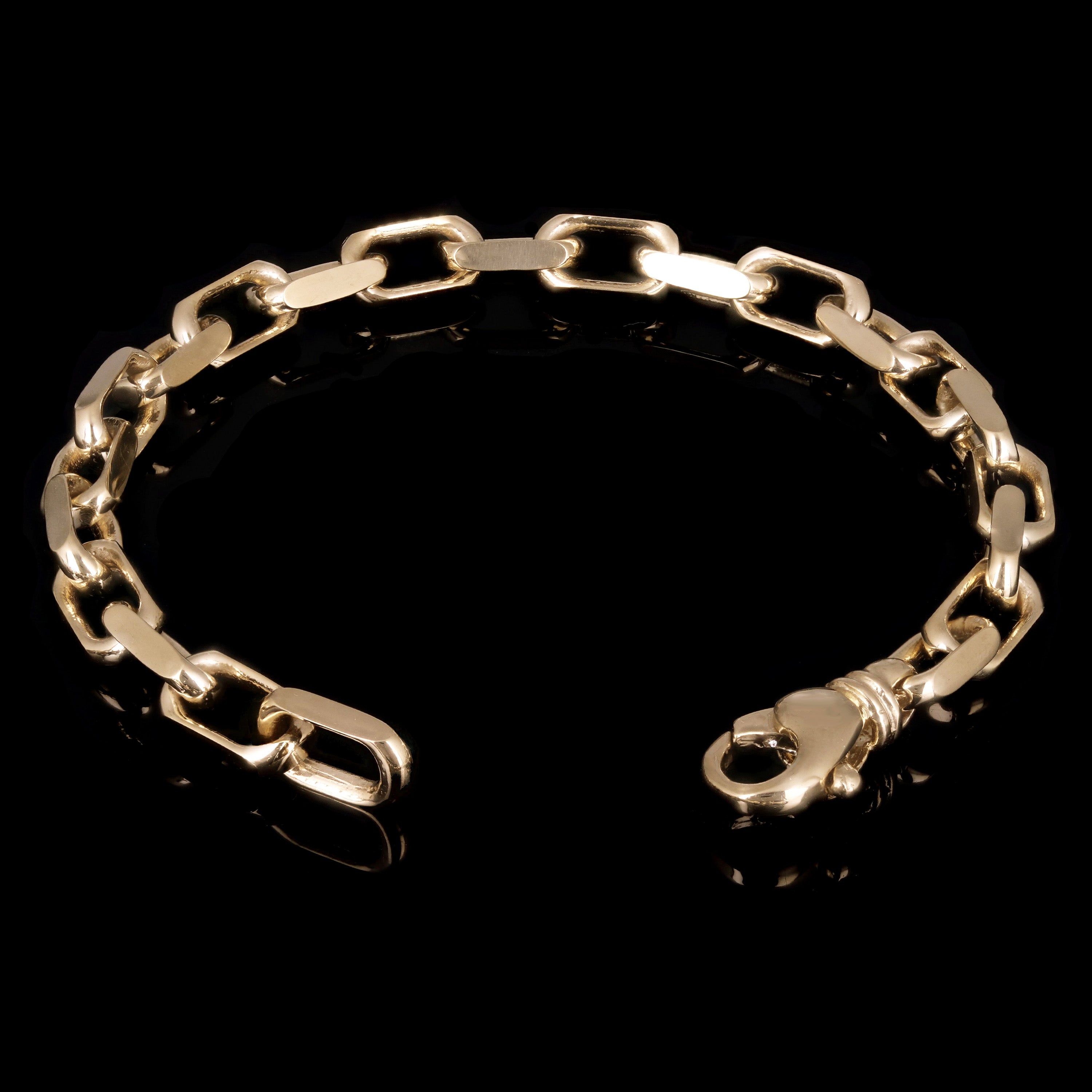 10k Yellow Gold Solid Handmade Rectangle Link Chain Bracelet 7" 5.5mm 15.8 grams - 7" 15.8 grams