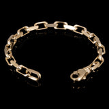 14k Yellow Gold Solid Handmade Rectangle Link Chain Bracelet 7" 5.5mm 17.8 grams - 7" 17.8 grams