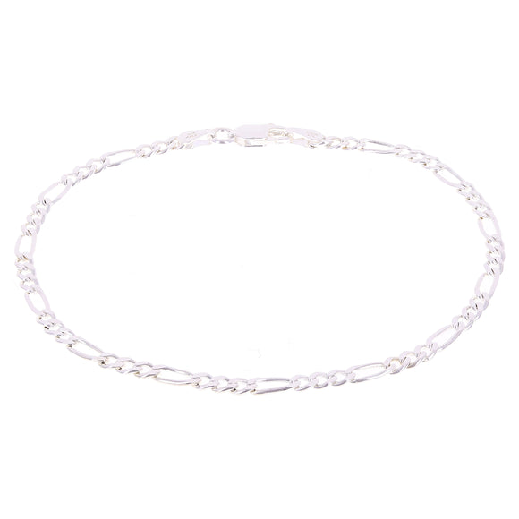 925 Sterling Silver Solid Figaro Link Bracelet 3mm 8