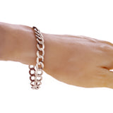 14k White Gold Solid Flat Cuban Curb Link Chain Bracelet 7.5" 9mm 15.9 grams