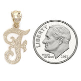 14k Yellow Gold Initial Letter F Alphabet Charm Pendant - Letter F,Yellow