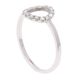 14k White Gold Open Circle Natural Diamond Ring Size 6 - White