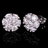 14k White Gold Flower Cluster Round Diamond Stud Earrings 4.67ctw 12.5mm 4.7g