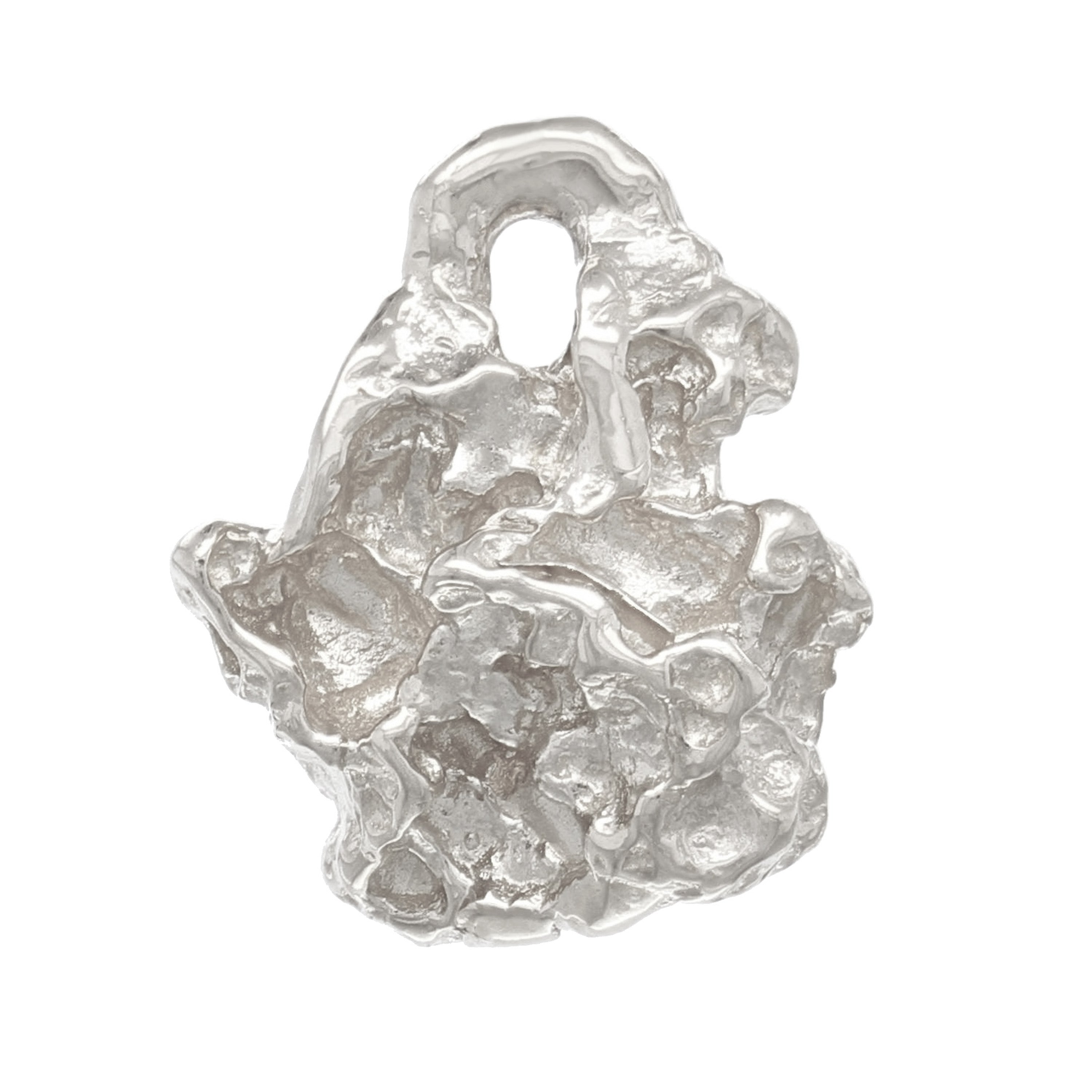 10k White Gold Nugget Style Free Form Pendant - White