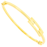 Italian 14k Yellow Gold Hollow Rectangle Bangle Bracelet 7" 6.6mm 4.1 grams