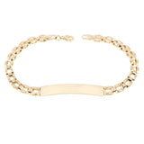 Italian 14k Yellow Gold Engravable Square Link ID Bracelet 8.25" 6mm 7.4 grams