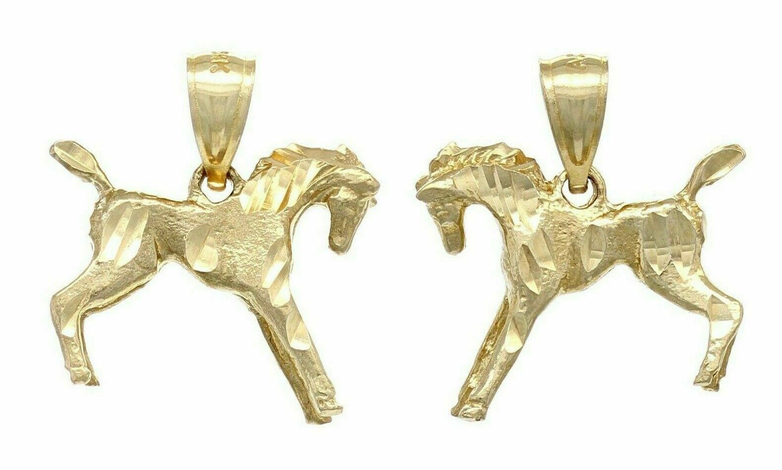 14k Yellow Gold Solid Horse Charm Pendant 2.2 grams