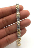 10k Yellow Gold Nugget Bracelet with Natural Round Diamonds 7.75" 6mm