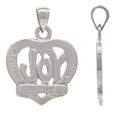 14k White Gold OTHERS YOU JESUS JOY Heart Religious Charm Pendant 4.4grams - White