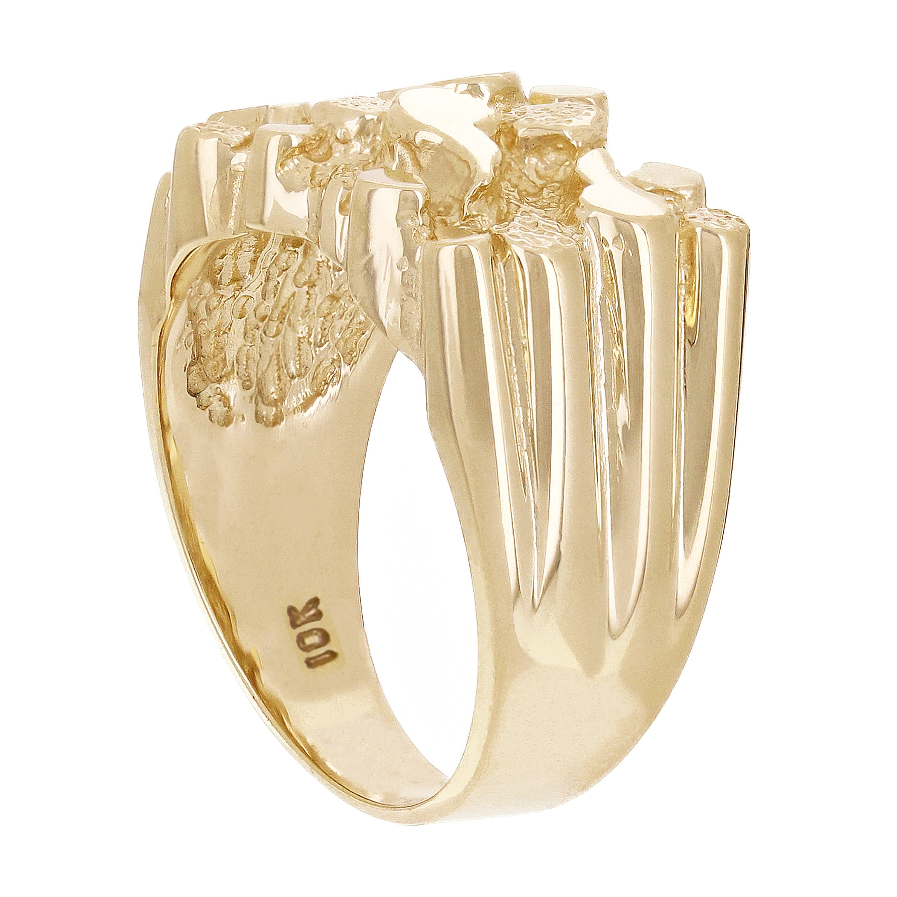 10k Yellow Gold Solid Rectangle Nugget Ring Size 5 - 12.4mm 7.4 grams - Ring Size 5
