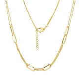 Italian 14k Yellow Gold Paper Clip Link Rolo Chain Necklace 18" 6.7 grams