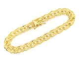 10k Yellow Gold Solid Double Link Charm Bracelet 7.25" 8mm 17.5 grams