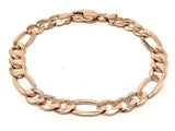 14k Rose Gold Figaro Bracelet Solid Link Chain 7.5" 8.25mm 16 grams - 7.5" 16 grams