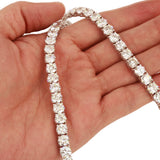 14k White Gold 63 Round 74.66 CTW Lab-Grown Diamond Tennis Necklace 17" 7mm 62.1 grams