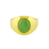 14k Yellow Gold Cabochon Jade Ring Size 8.75 11.3 grams