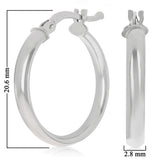 Italian 14k White Gold Hollow High Polished Round Hoop Earrings 20.6mmx2.8mm