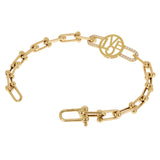 Italian 14k Yellow Gold U Shape Hardwear Bracelet LOVE with CZ 7.5" 7.3 grams - 7.5" 7.3 grams
