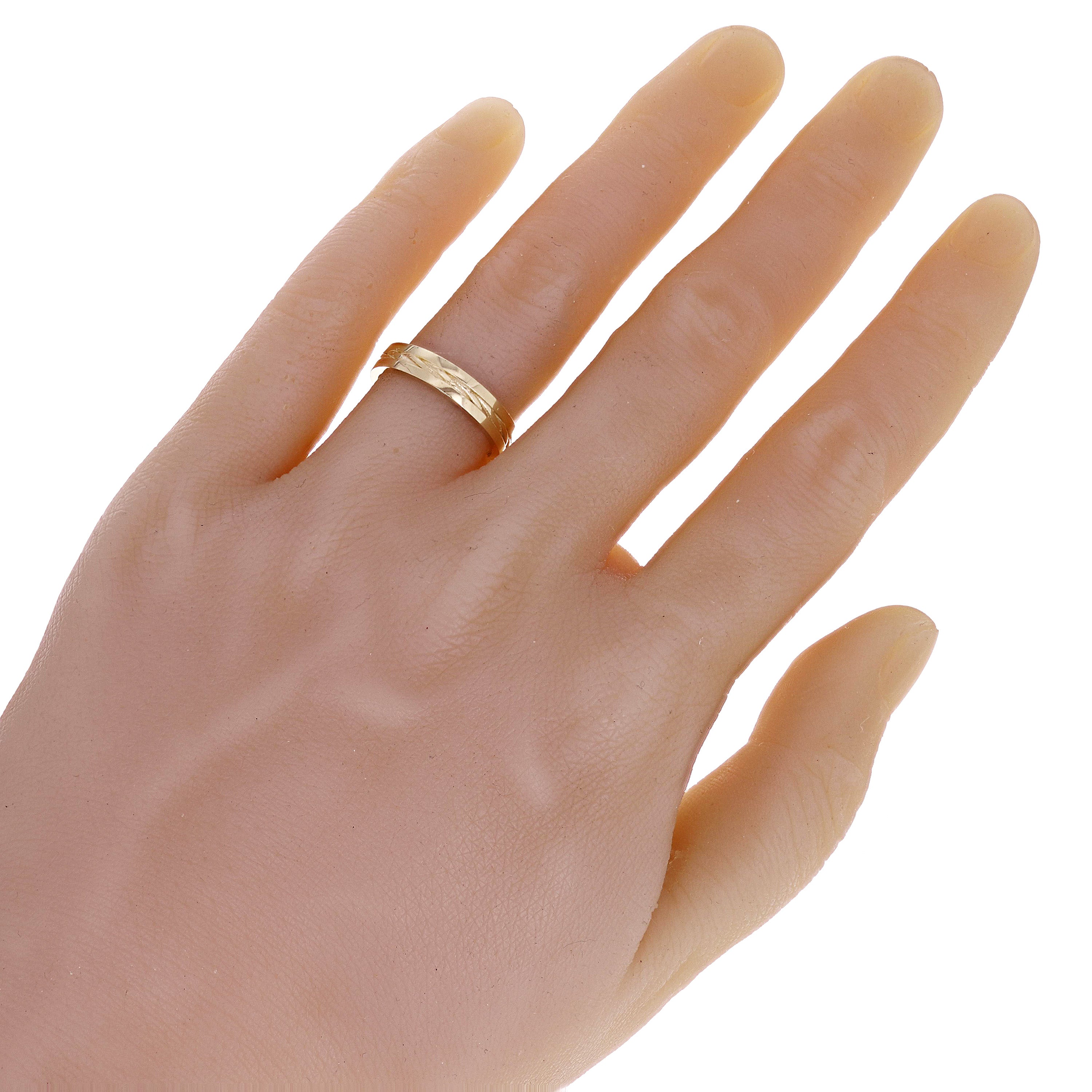 14K Yellow Gold Inlay Twist Wedding Band Ring Size 8 - 4.3mm 4.4 grams