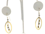 14k Two Tone Tear Gold Drop Oval Dangling Earrings 2" 2.7 grams