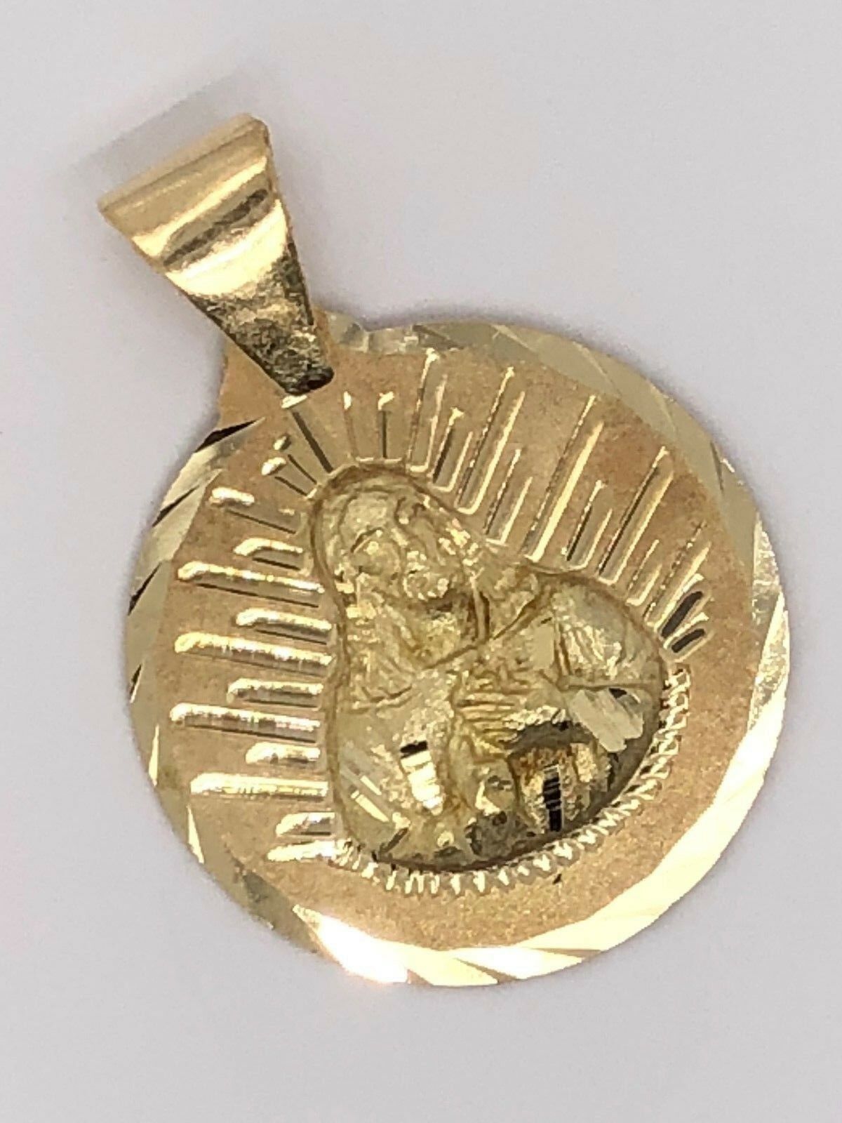 14k Yellow Gold Sacred Heart of Jesus Medal Charm Pendant 2.9 grams