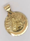 14k Yellow Gold Sacred Heart of Jesus Medal Charm Pendant 2.9 grams