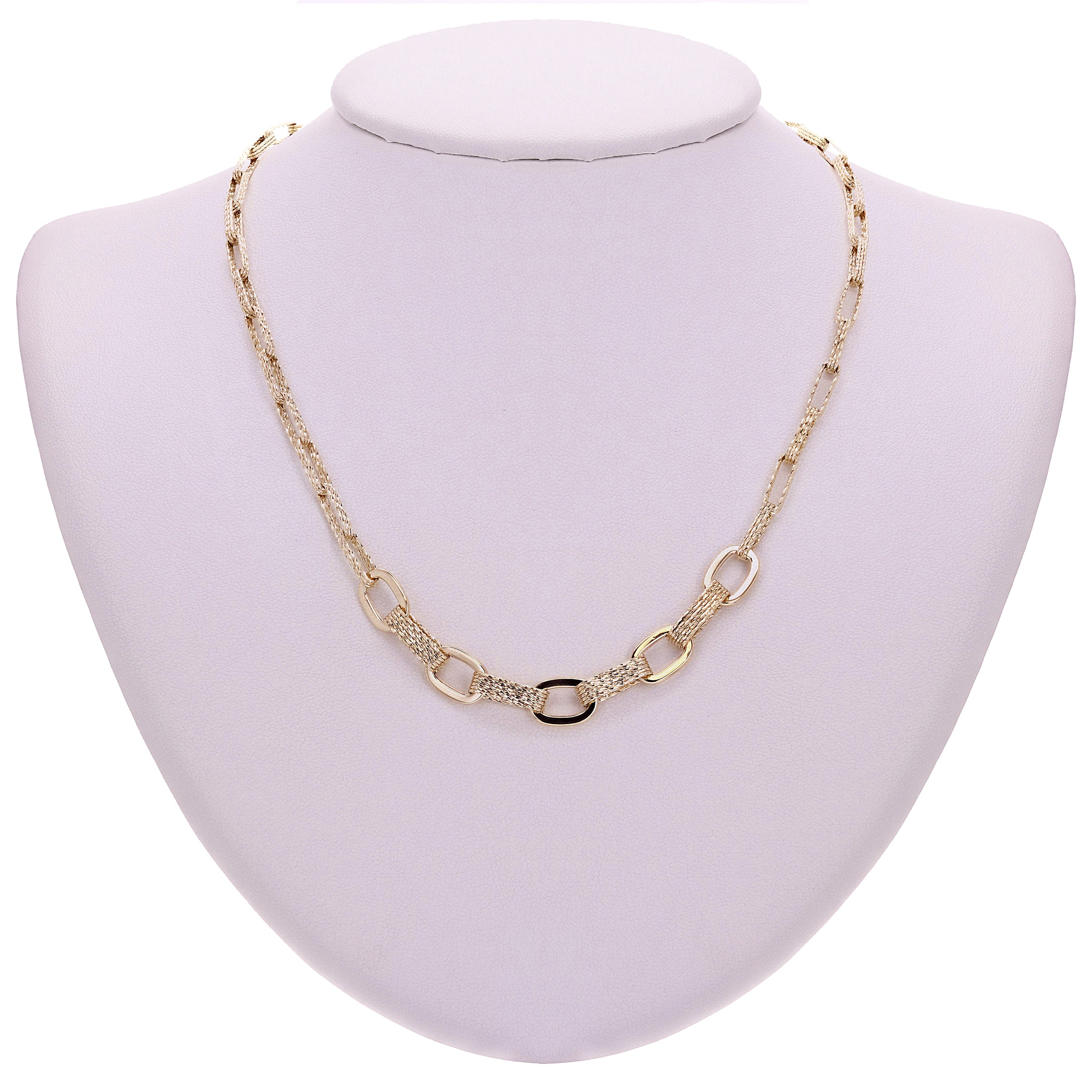 Italian 14k Yellow Gold Oval Links Necklace, Bracelet & Earrings Set 20.5 grams