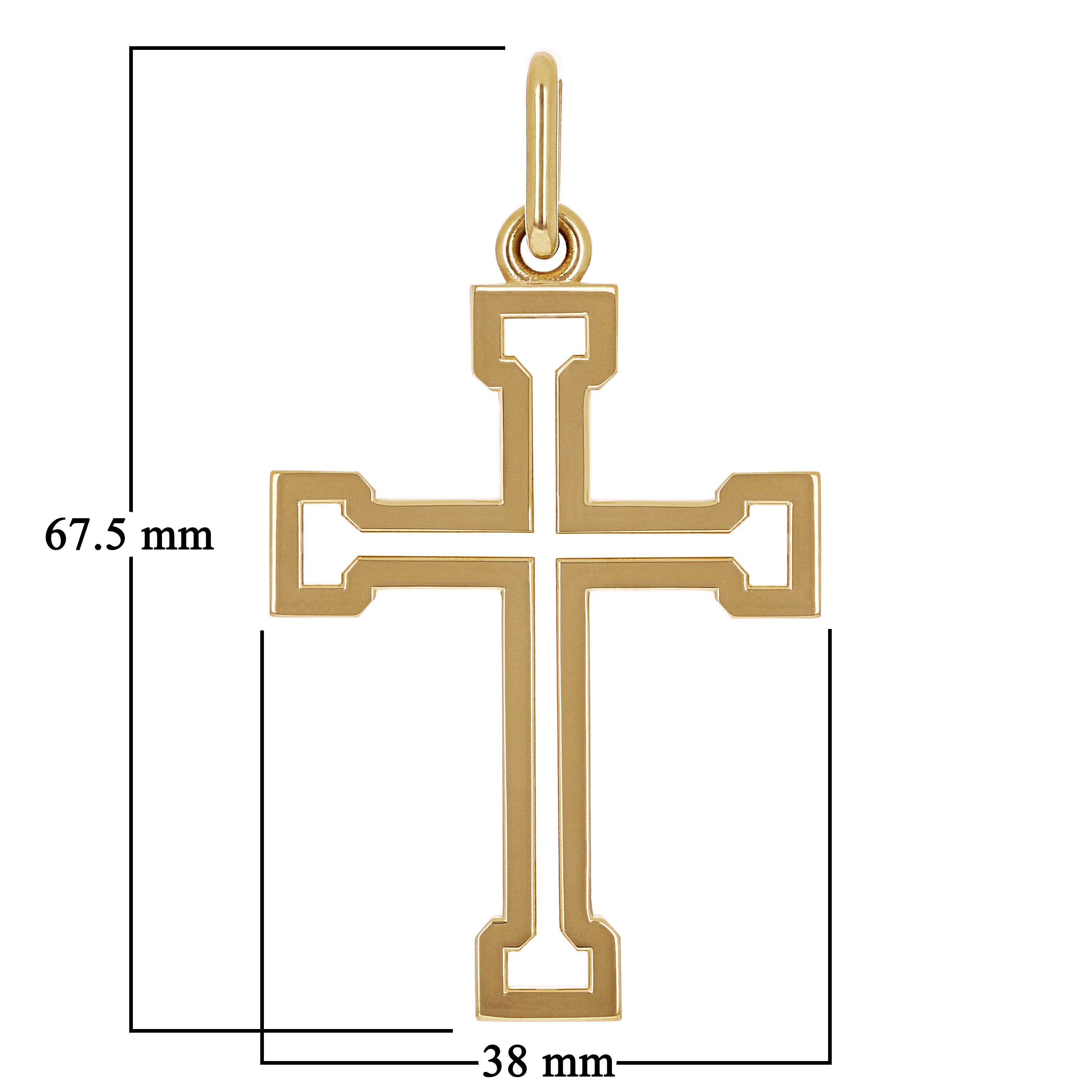14k Yellow Gold Solid Big 3D Open Cross Pendant 2.7" 15.9 grams