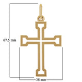 14k Yellow Gold Solid Big 3D Open Cross Pendant 2.7" 15.9 grams